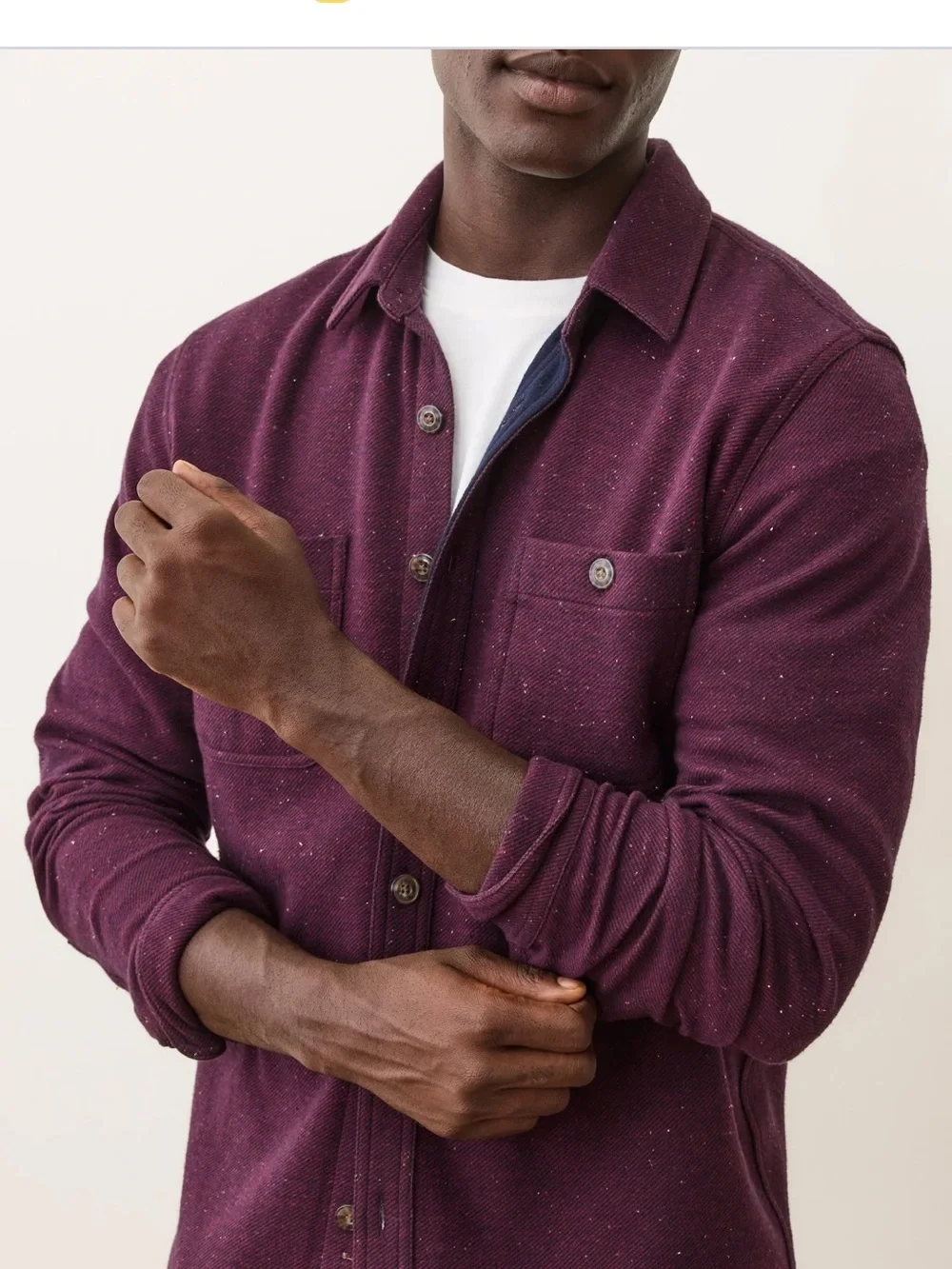 NEW⭐️Marine Layer Men’s Pacifica Stretch Twill Overshirt Burgundy Neps $168